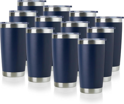 DOMICARE 20oz Stainless Steel Tumbler Bulk with Lid, Double Wall Vacuum Insulated Travel Mug, Powder Coated Coffee Cup, Stainless Steel, 1 Pack