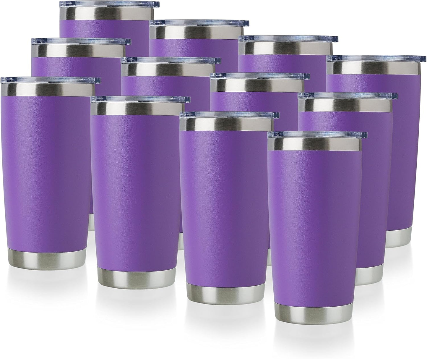 DOMICARE 20oz Stainless Steel Tumbler Bulk with Lid, Double Wall Vacuum Insulated Travel Mug, Powder Coated Coffee Cup, Stainless Steel, 1 Pack