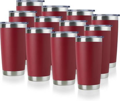DOMICARE 20oz Stainless Steel Tumbler Bulk with Lid, Double Wall Vacuum Insulated Travel Mug, Powder Coated Coffee Cup, Stainless Steel, 1 Pack
