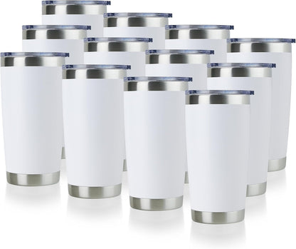 DOMICARE 20oz Stainless Steel Tumbler Bulk with Lid, Double Wall Vacuum Insulated Travel Mug, Powder Coated Coffee Cup, Stainless Steel, 1 Pack