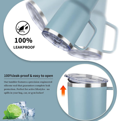 20oz Insulated Tumbler with Handle Stainless Steel Travel Coffee Mug with Lid and Straw Double Wall Vacuum Leak-proof Reusable Thermal Water Cup for Hot and Cold Drinks (Black,1 Pack)