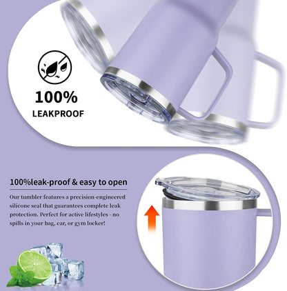 20oz Insulated Tumbler with Handle Stainless Steel Travel Coffee Mug with Lid and Straw Double Wall Vacuum Leak-proof Reusable Thermal Water Cup for Hot and Cold Drinks (Black,1 Pack)