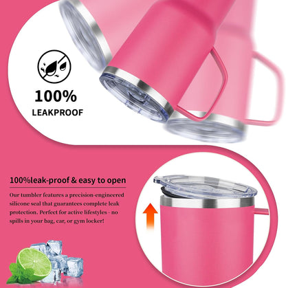 20oz Insulated Tumbler with Handle Stainless Steel Travel Coffee Mug with Lid and Straw Double Wall Vacuum Leak-proof Reusable Thermal Water Cup for Hot and Cold Drinks (Black,1 Pack)