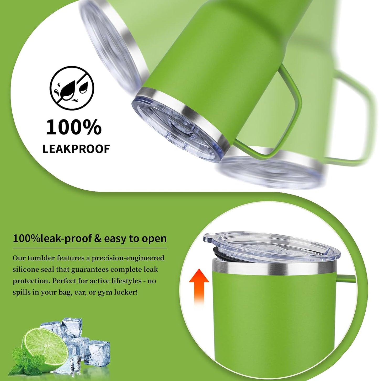 20oz Insulated Tumbler with Handle Stainless Steel Travel Coffee Mug with Lid and Straw Double Wall Vacuum Leak-proof Reusable Thermal Water Cup for Hot and Cold Drinks (Black,1 Pack)