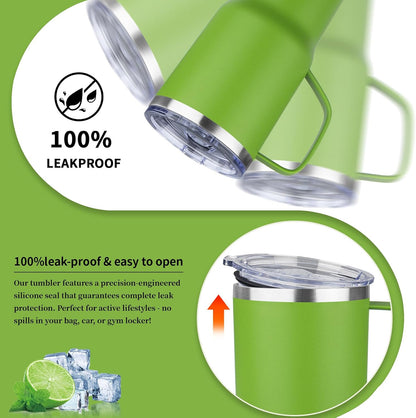 20oz Insulated Tumbler with Handle Stainless Steel Travel Coffee Mug with Lid and Straw Double Wall Vacuum Leak-proof Reusable Thermal Water Cup for Hot and Cold Drinks (Black,1 Pack)