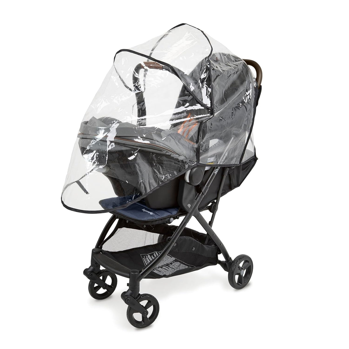 Ingenuity Universal Convenience Stroller Rain Cover, Baby Weather Shield for Rain, Wind & Snow, Fits Most Strollers with Car Seat, Vented Airflow, High Visibility, Easy Install & Storage – Clear