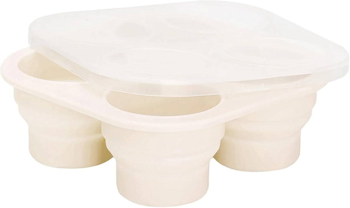 Silicone Foldable and Portable Baby Food Freezer Tray with Lid, Storage Container for Homemade Baby Food, Veggie & Fruit Purees, Green.