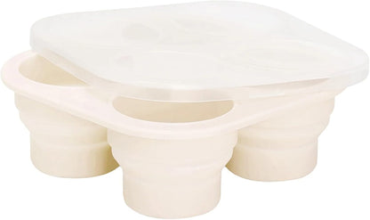 Silicone Foldable and Portable Baby Food Freezer Tray with Lid, Storage Container for Homemade Baby Food, Veggie & Fruit Purees, Green.