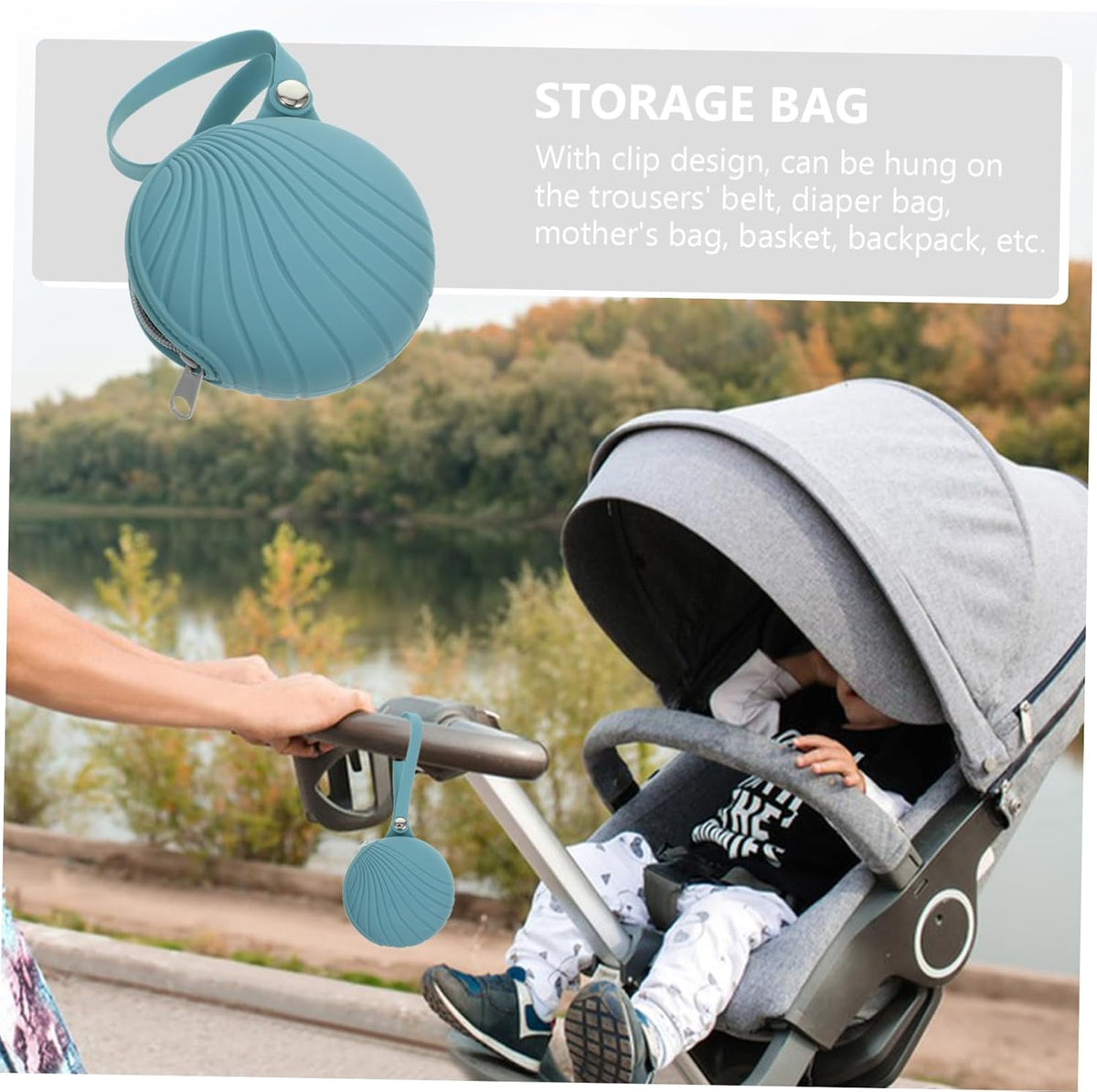 Silicone Storage Bag Reusable Case for Travel Clip Design for Belt Backpack Stroller