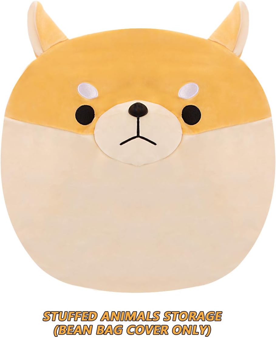 Stuffed Animal Storage Bean Bag Chair Cover for kids Yellow X-Large