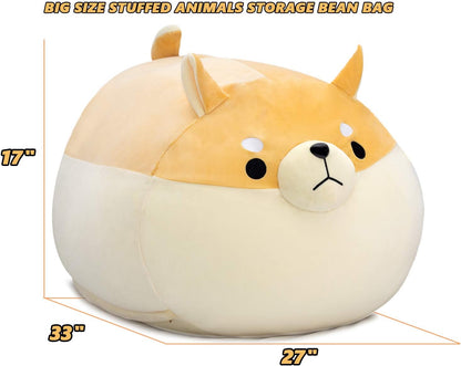 Stuffed Animal Storage Bean Bag Chair Cover for kids Yellow X-Large