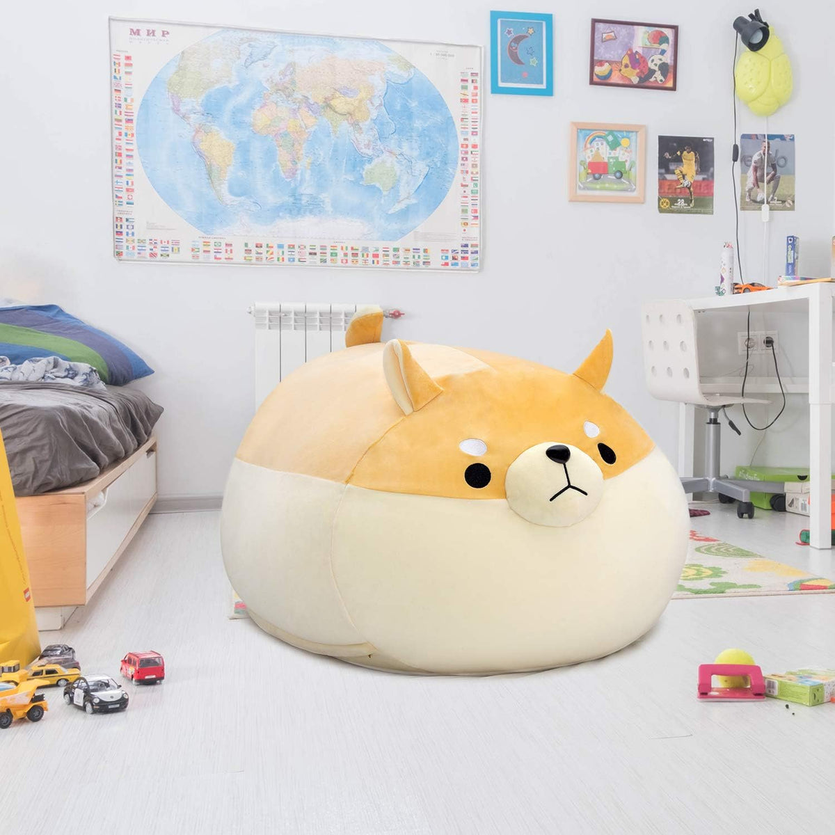 Stuffed Animal Storage Bean Bag Chair Cover for kids Yellow X-Large