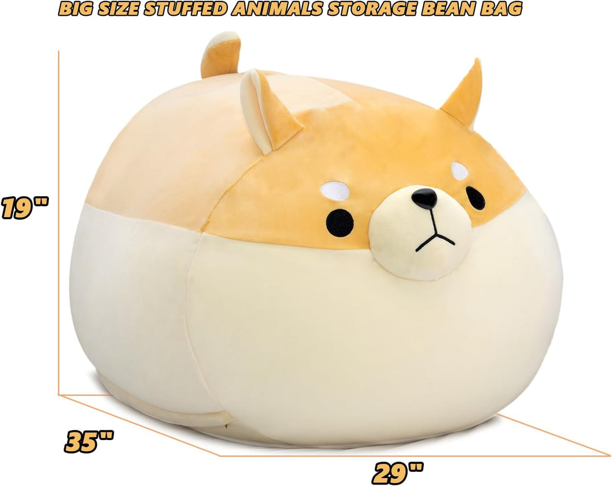 Stuffed Animal Storage Bean Bag Chair Cover for kids Yellow X-Large