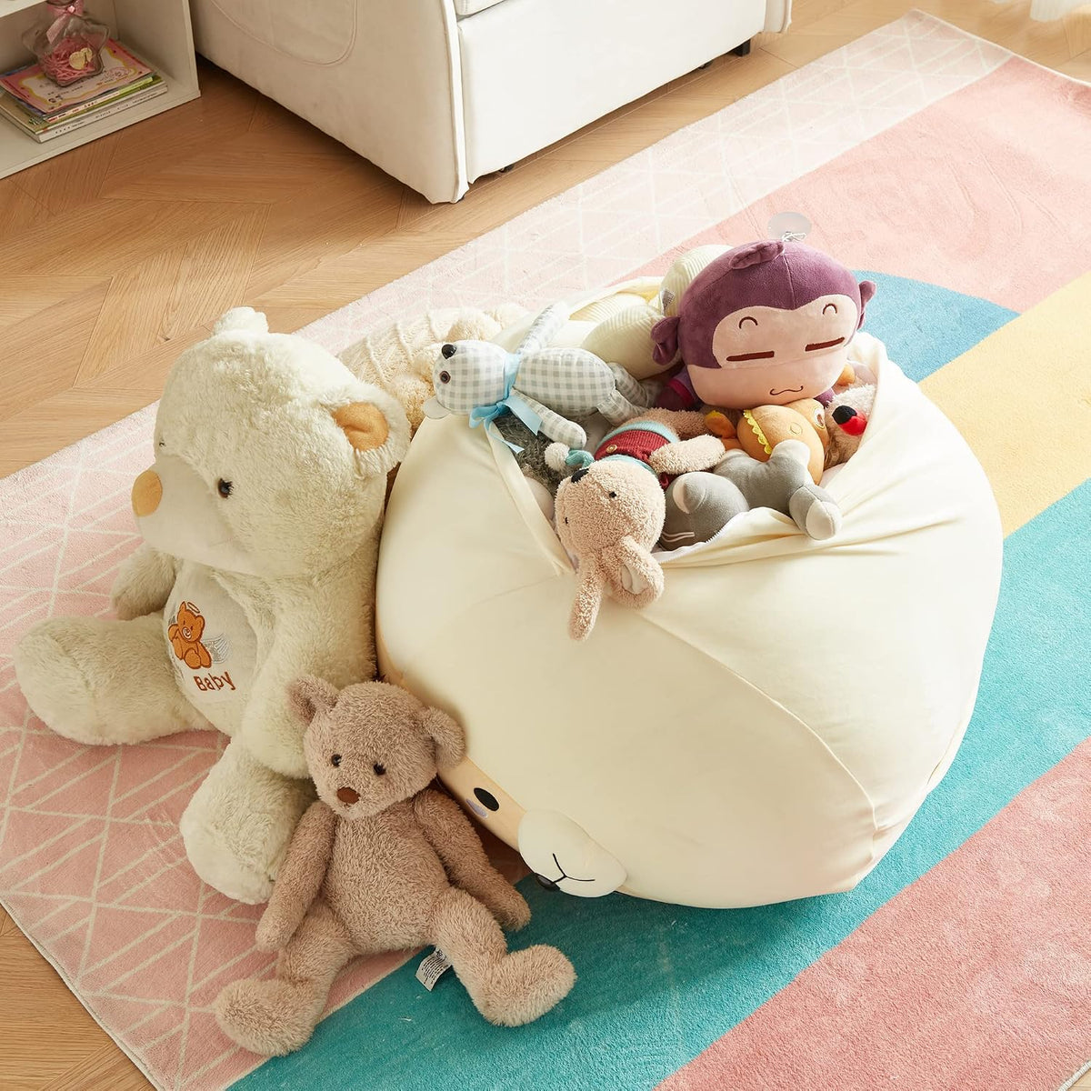 Stuffed Animal Storage Bean Bag Chair Cover for kids Yellow X-Large