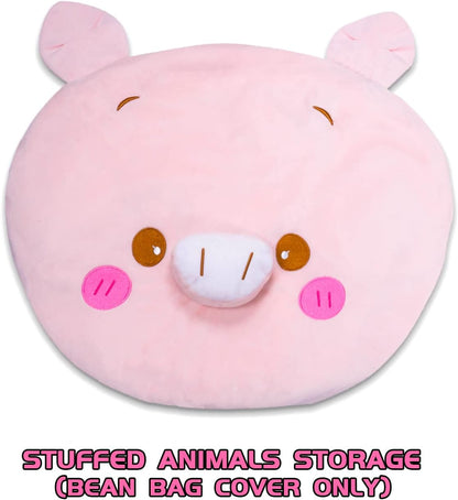 Stuffed Animal Storage Bean Bag Chair Cover for kids Yellow X-Large