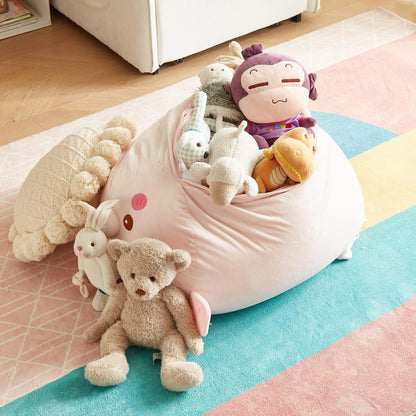 Stuffed Animal Storage Bean Bag Chair Cover for kids Yellow X-Large