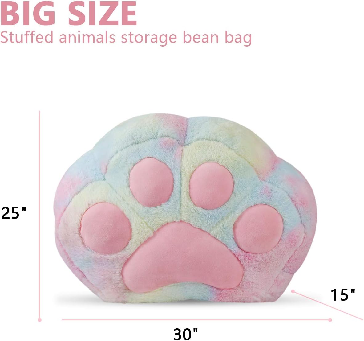 Stuffed Animal Storage Bean Bag Chair Cover for kids Yellow X-Large