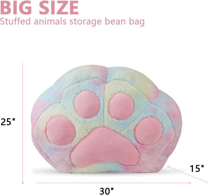 Stuffed Animal Storage Bean Bag Chair Cover for kids Yellow X-Large