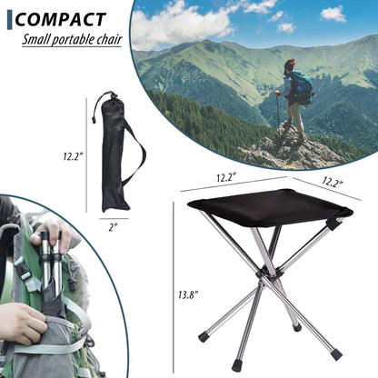 13.8in Portable Camping Stool, Compact Lightweight Folding Chair for Adults