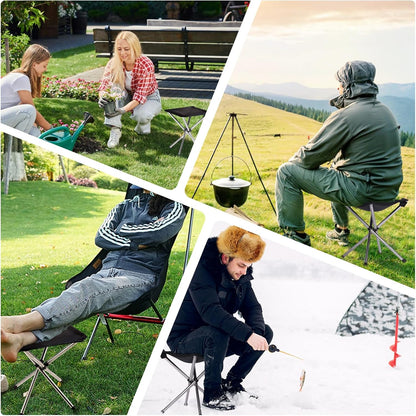 13.8in Portable Camping Stool, Compact Lightweight Folding Chair for Adults