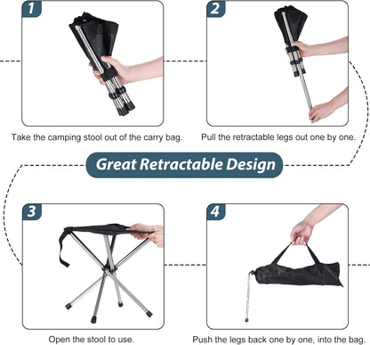 13.8in Portable Camping Stool, Compact Lightweight Folding Chair for Adults