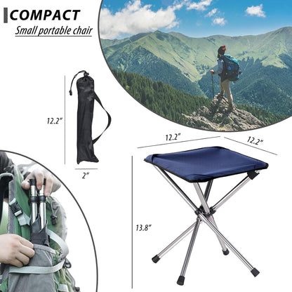 13.8in Portable Camping Stool, Compact Lightweight Folding Chair for Adults