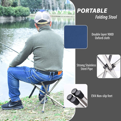 13.8in Portable Camping Stool, Compact Lightweight Folding Chair for Adults
