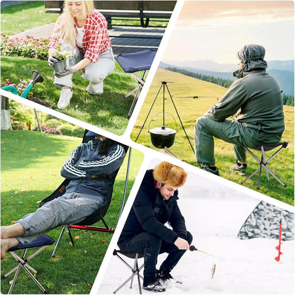 13.8in Portable Camping Stool, Compact Lightweight Folding Chair for Adults