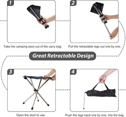 13.8in Portable Camping Stool, Compact Lightweight Folding Chair for Adults
