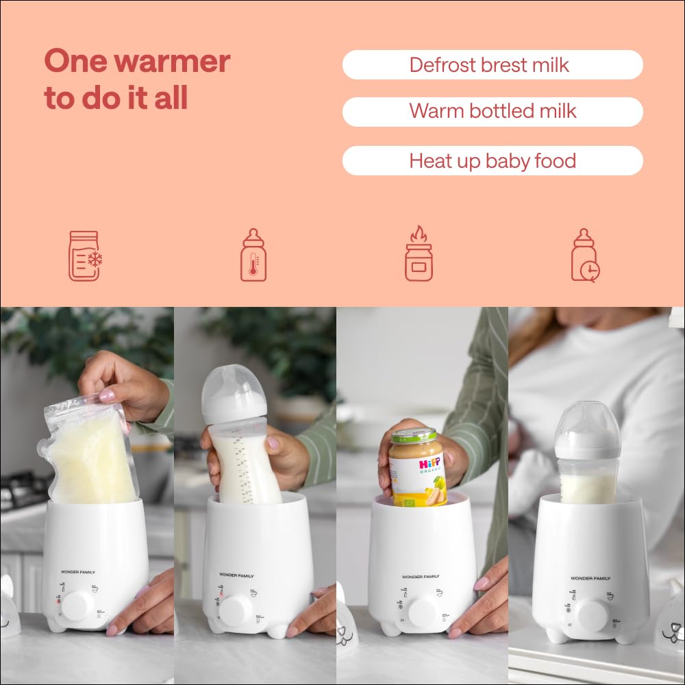 Portable Baby Bottle Warmer for Breastmilk & Formula – 4-in-1 Defrost, Food and Breast Milk Warming, Thermos – On the Go Heater for Travel, Car, Home – Portable Milk Warmer for Baby