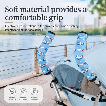 Stroller Handle Cover,2 Pack Stroller Handlebar Cover,10.82x6.1in Pushchair Armrest Sleeve Handle Protector Covers,Universal Protective Case for Pram Strollers Grip Bar,Stroller Accessories Essentials