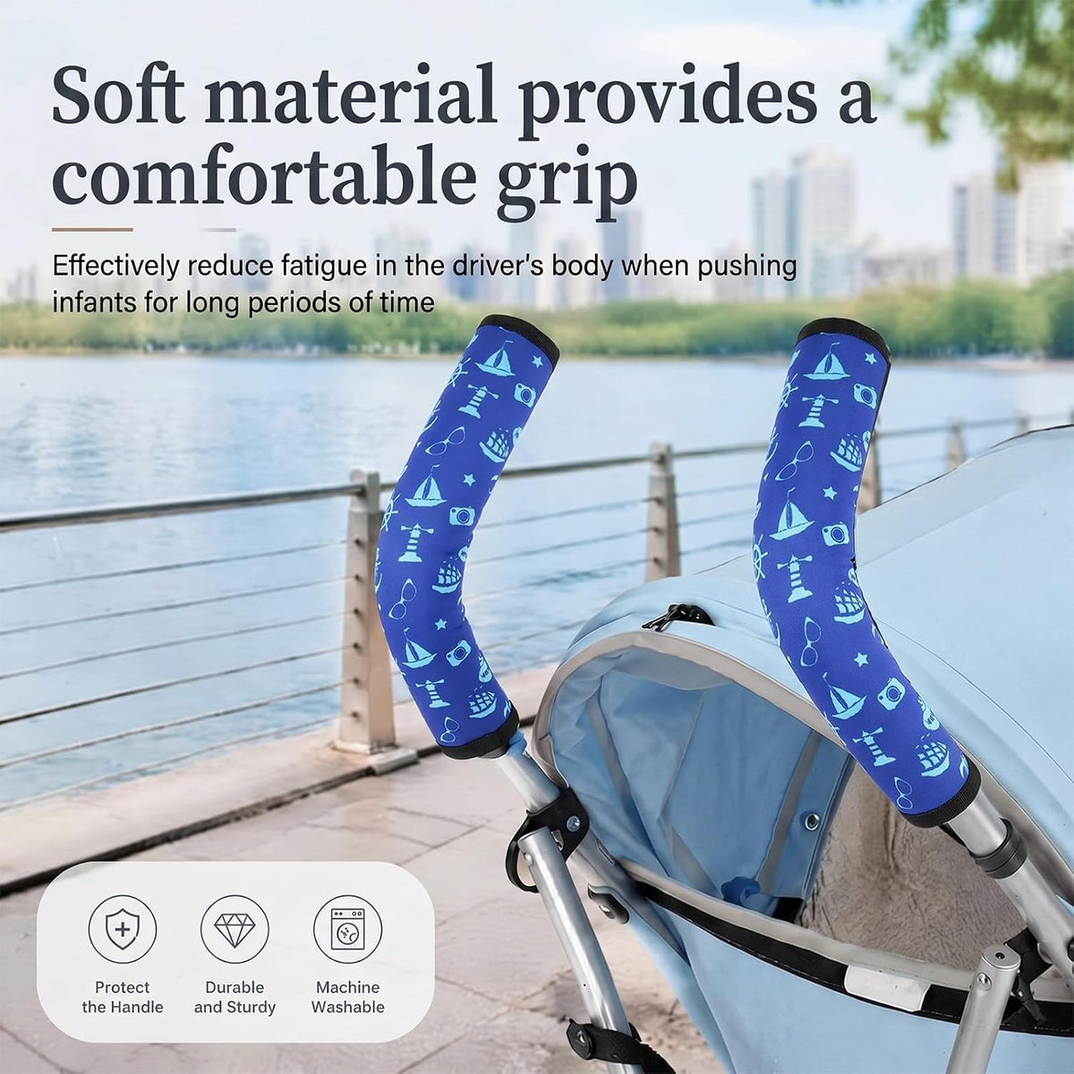 Stroller Handle Cover,2 Pack Stroller Handlebar Cover,10.82x6.1in Pushchair Armrest Sleeve Handle Protector Covers,Universal Protective Case for Pram Strollers Grip Bar,Stroller Accessories Essentials