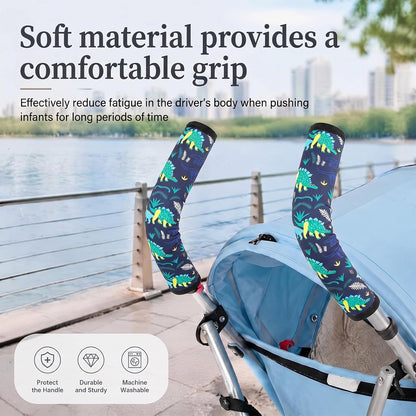 Stroller Handle Cover,2 Pack Stroller Handlebar Cover,10.82x6.1in Pushchair Armrest Sleeve Handle Protector Covers,Universal Protective Case for Pram Strollers Grip Bar,Stroller Accessories Essentials