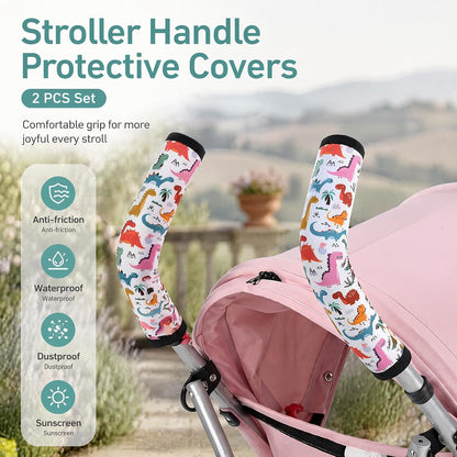 Stroller Handle Cover,2 Pack Stroller Handlebar Cover,10.82x6.1in Pushchair Armrest Sleeve Handle Protector Covers,Universal Protective Case for Pram Strollers Grip Bar,Stroller Accessories Essentials