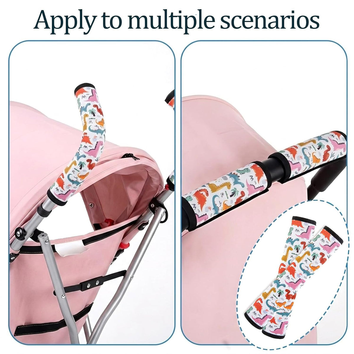Stroller Handle Cover,2 Pack Stroller Handlebar Cover,10.82x6.1in Pushchair Armrest Sleeve Handle Protector Covers,Universal Protective Case for Pram Strollers Grip Bar,Stroller Accessories Essentials