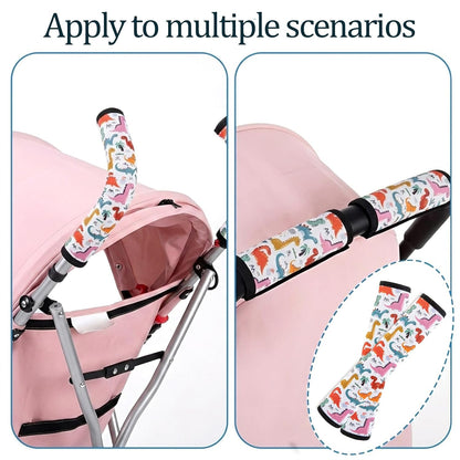 Stroller Handle Cover,2 Pack Stroller Handlebar Cover,10.82x6.1in Pushchair Armrest Sleeve Handle Protector Covers,Universal Protective Case for Pram Strollers Grip Bar,Stroller Accessories Essentials