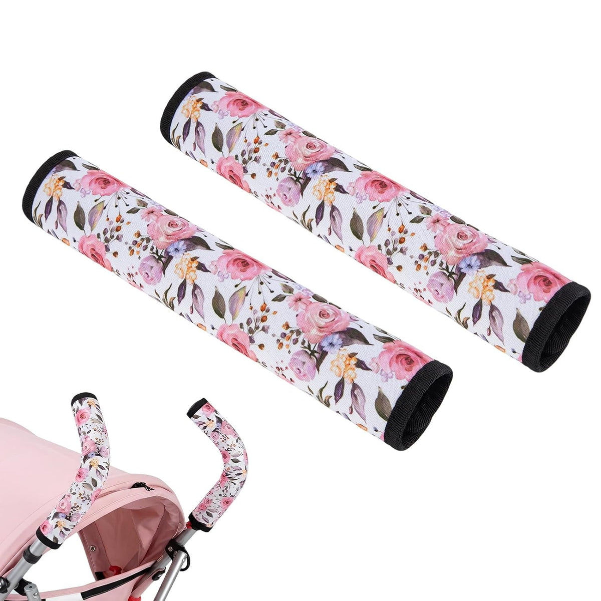 Stroller Handle Cover,2 Pack Stroller Handlebar Cover,10.82x6.1in Pushchair Armrest Sleeve Handle Protector Covers,Universal Protective Case for Pram Strollers Grip Bar,Stroller Accessories Essentials
