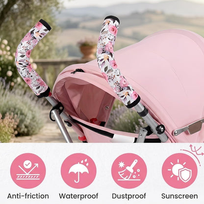 Stroller Handle Cover,2 Pack Stroller Handlebar Cover,10.82x6.1in Pushchair Armrest Sleeve Handle Protector Covers,Universal Protective Case for Pram Strollers Grip Bar,Stroller Accessories Essentials