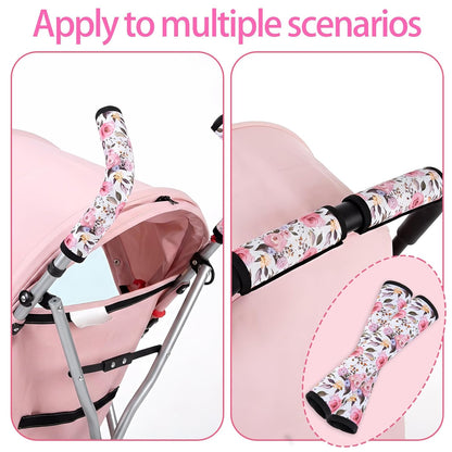 Stroller Handle Cover,2 Pack Stroller Handlebar Cover,10.82x6.1in Pushchair Armrest Sleeve Handle Protector Covers,Universal Protective Case for Pram Strollers Grip Bar,Stroller Accessories Essentials