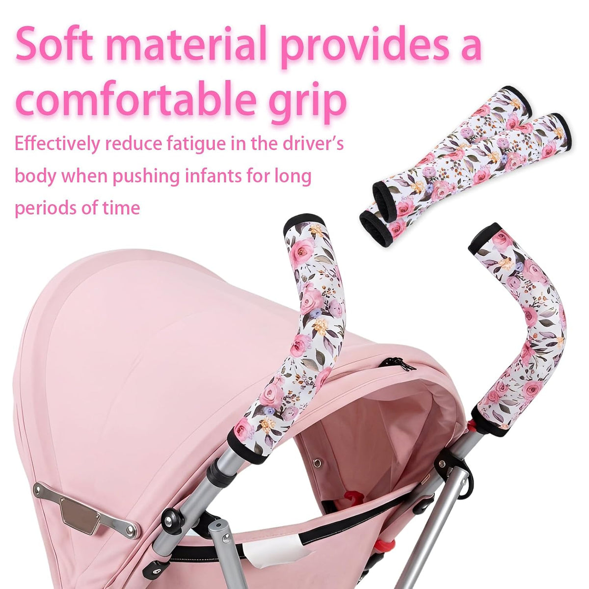 Stroller Handle Cover,2 Pack Stroller Handlebar Cover,10.82x6.1in Pushchair Armrest Sleeve Handle Protector Covers,Universal Protective Case for Pram Strollers Grip Bar,Stroller Accessories Essentials