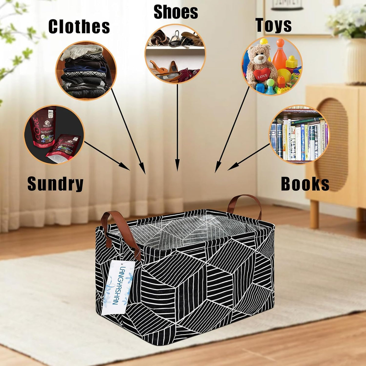 Rectangular Collapsible Simplified Zoo Storage Basket Nursery Organizer - Colors A