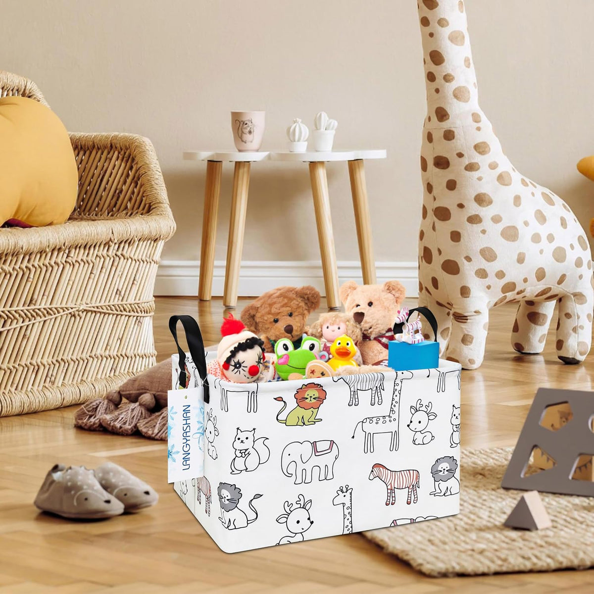 Rectangular Collapsible Simplified Zoo Storage Basket Nursery Organizer - Colors A