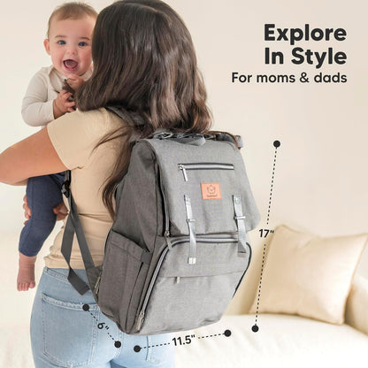 Baby Diaper Bag Backpack with Changing Pad, Large (Navy Blue)