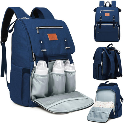 Baby Diaper Bag Backpack with Changing Pad, Large (Navy Blue)