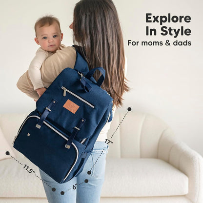Baby Diaper Bag Backpack with Changing Pad, Large (Navy Blue)