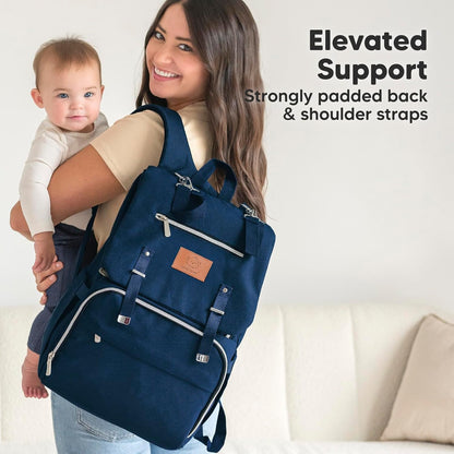 Baby Diaper Bag Backpack with Changing Pad, Large (Navy Blue)
