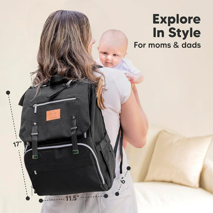Baby Diaper Bag Backpack with Changing Pad, Large (Navy Blue)