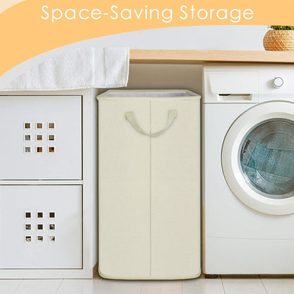 Extra Large Laundry Hamper, Folding 100L Laundry Basket, Beige
