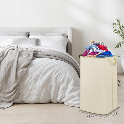 Extra Large Laundry Hamper, Folding 100L Laundry Basket, Beige