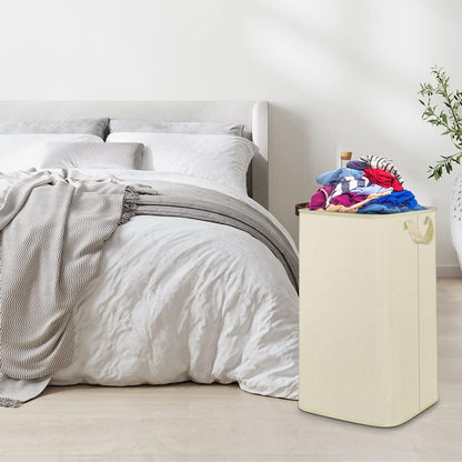Extra Large Laundry Hamper, Folding 100L Laundry Basket, Beige